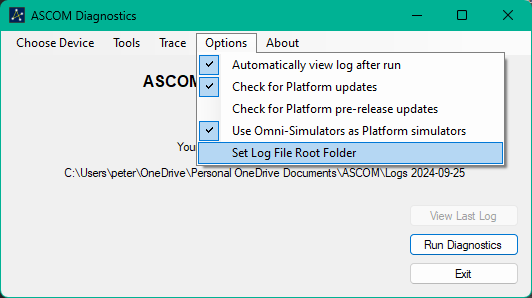 Diagnostics Log File Location