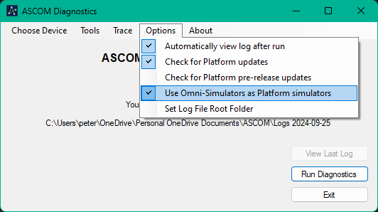 Diagnostics Select Simulators